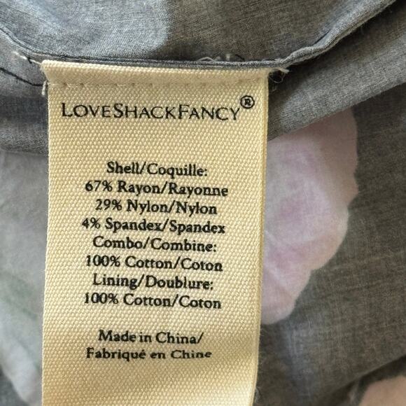 LoveShackFancy Sanam Mini Dress Painted Mime Black Floral Size 8 NWT - Picture 12 of 13